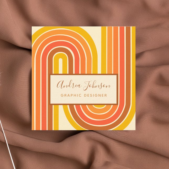 Carte De Visite Carré Années 60 les années 70 géométrique Rainbow Sixtie (Créateur téléchargé)