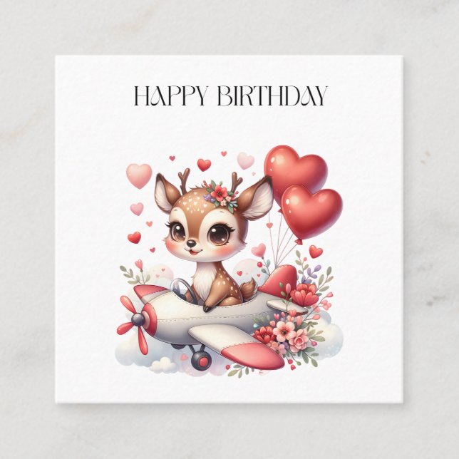Carte De Visite Carré Anniversaire de Deer Pilot (Devant)