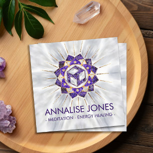 Carte De Visite Carré Antahkarana à Lotus Mandala- Amethyst et Pearl