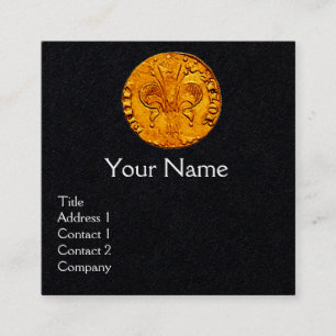 Carte De Visite Carré ANTIQUE GOLD FLORENTINE FORINT Black Paper
