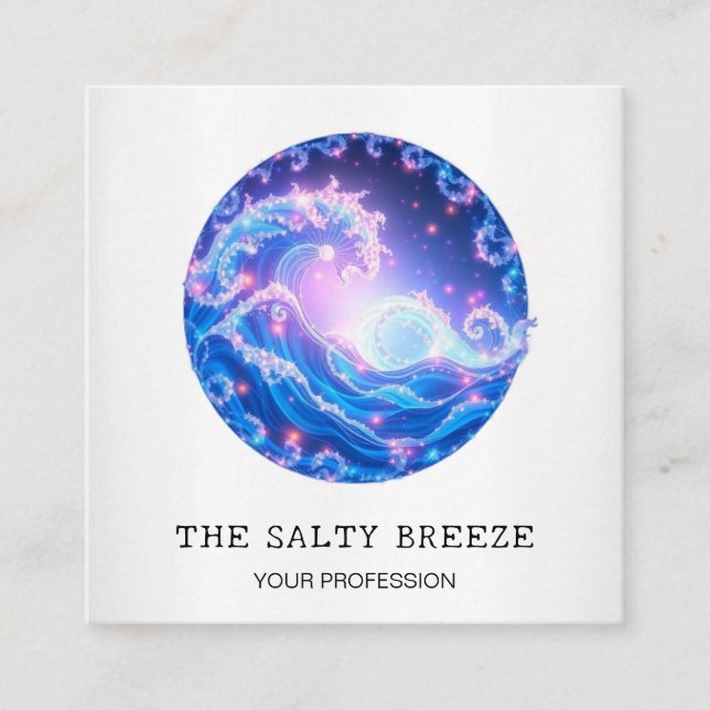 Carte De Visite Carré *~* AP13 Plage nautique Dreamy Waves Sparkle 95 (Devant)