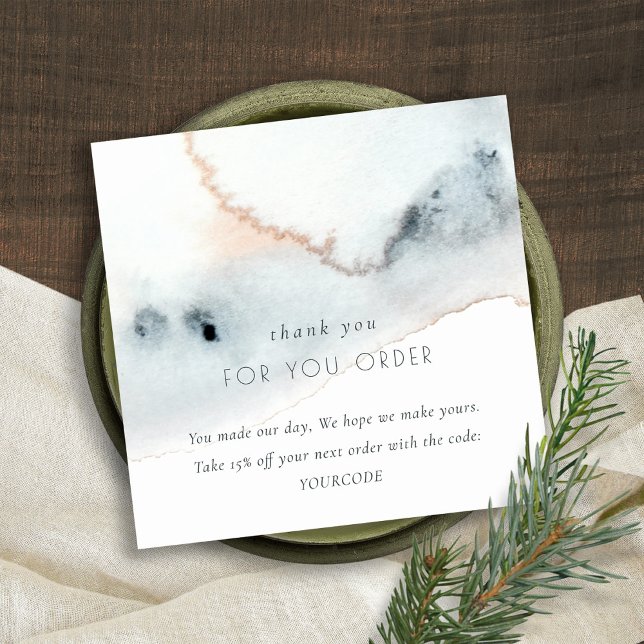 Carte De Visite Carré Aqua bleu or plage remerciement commande (Créateur téléchargé)