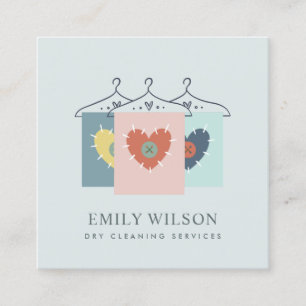 CARTE DE VISITE CARRÉ AQUA GRAY ORANGE BLUSH HANGING HANGING VÊTEMENTS 