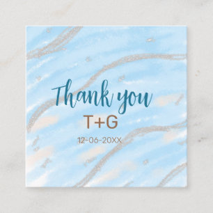 Carte De Visite Carré Aqua or thank you ajoutez nom couple date année te