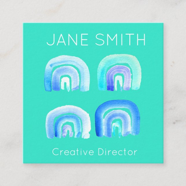 Carte De Visite Carré Aqua Rainbow inspiration industrie créative modern (Devant)