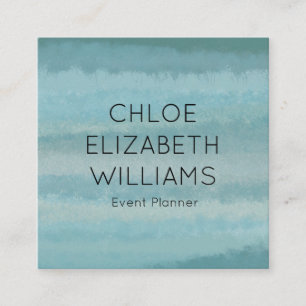 Carte De Visite Carré Aquarelle Abstraite bleu Aqua