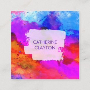 Carte De Visite Carré Aquarelle Abstraite colorée Art Carré Business C