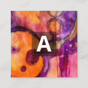 Carte De Visite Carré Aquarelle Abstraite Couleur Émergente