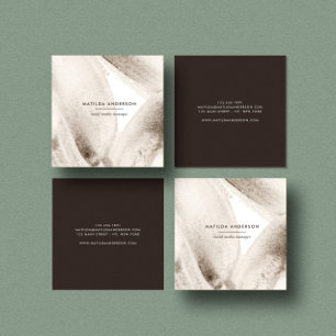 Carte De Visite Carré Aquarelle abstraite minimaliste noir et blanc