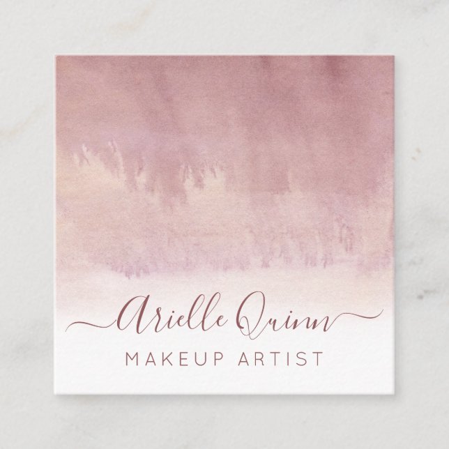 Carte De Visite Carré Aquarelle Abstraite Ombre Dusty Artiste de maquill (Devant)