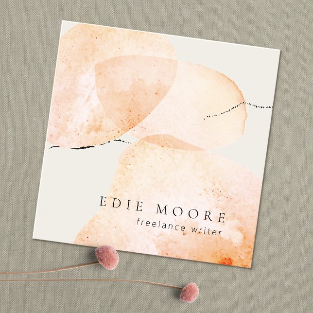 Carte De Visite Carré Aquarelle Boho en terre cuite Art peint Abstrait (Créateur téléchargé)