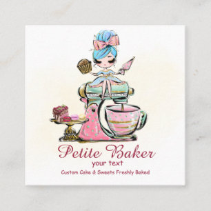 Carte De Visite Carré Aquarelle Boulangerie Mixer Pâtisserie Sucres gâte
