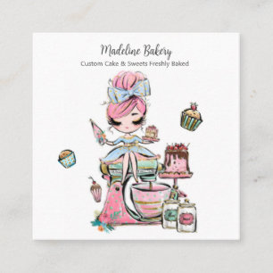 Carte De Visite Carré Aquarelle Boulangerie Mixer Pâtisserie Sucres Gâte