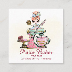 Carte De Visite Carré Aquarelle Boulangerie Mixer Pâtisserie Sucres Gâte
