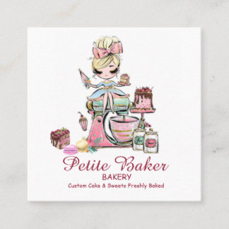 Carte De Visite Carré Aquarelle Boulangerie Mixer Pâtisserie Sucres gâte