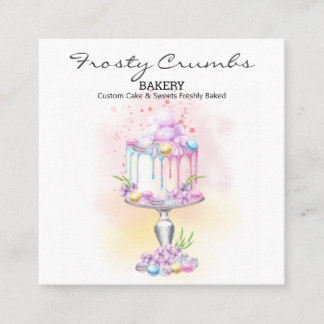 Carte De Visite Carré Aquarelle Boulangerie Pâtisserie Sweets Cupcakes S