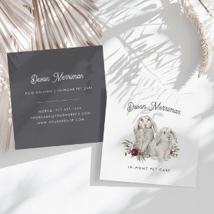 Carte De Visite Carré Aquarelle Bunnies floraux   Soins aux animaux