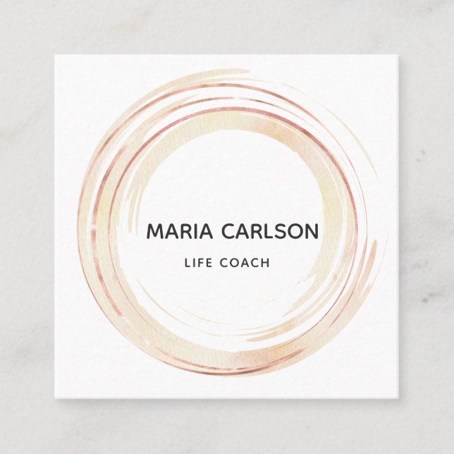 Carte De Visite Carré Aquarelle cercles abstraits contours tracés rosego (Devant)