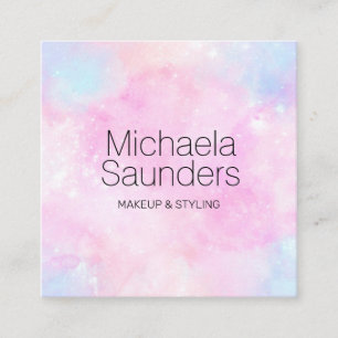 Carte De Visite Carré Aquarelle Coton Candy Pastel Artiste maquillage MU