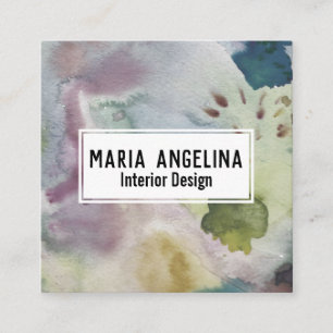 Carte De Visite Carré Aquarelle de brouillard rouillé Art abstrait éclab