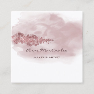 Carte De Visite Carré Aquarelle de maquillage Parties scintillant rose A