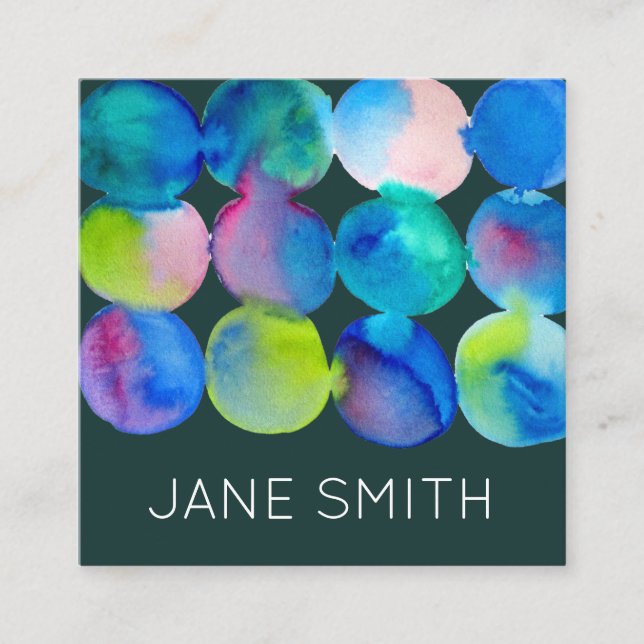Carte De Visite Carré Aquarelle design moderne stylisée industrie créati (Devant)