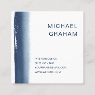 Carte De Visite Carré Aquarelle élégante bleu marine moderne