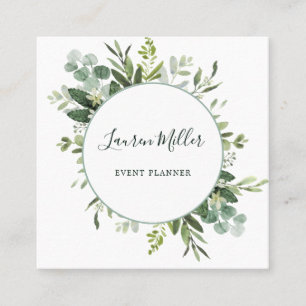 Carte De Visite Carré Aquarelle Eucalyptus Verdure Wreath