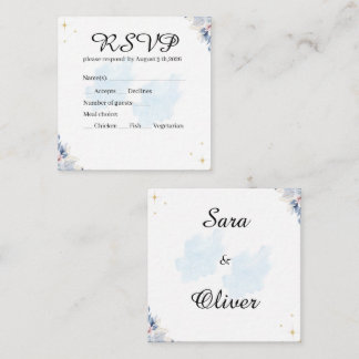 Carte De Visite Carré Aquarelle Florale Bleue Élégante