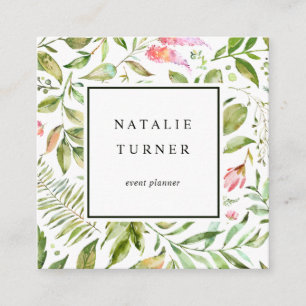 Carte De Visite Carré Aquarelle florale botanique