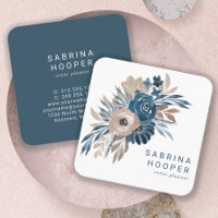 Aquarelle Florale Indigo Beige Rond Corners