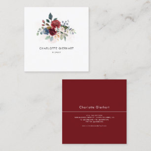 Carte De Visite Carré Aquarelle florale minimaliste fleuriste