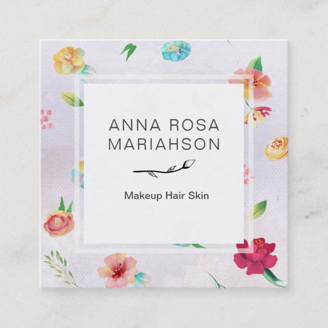 Carte De Visite Carré Aquarelle florale moderne de lavande de motif de (Devant)