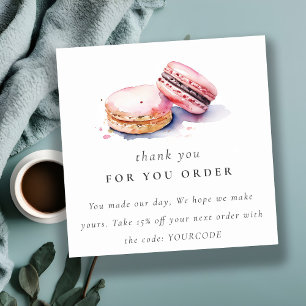 Carte De Visite Carré Aquarelle Français Macarons Boulangerie Merci