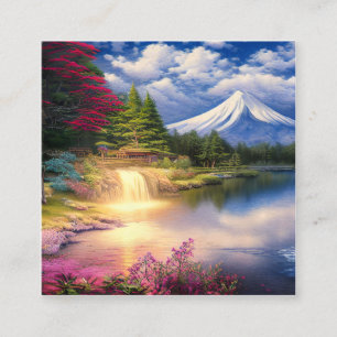 Carte De Visite Carré Aquarelle Fuji est la plus haute montagne du Japon