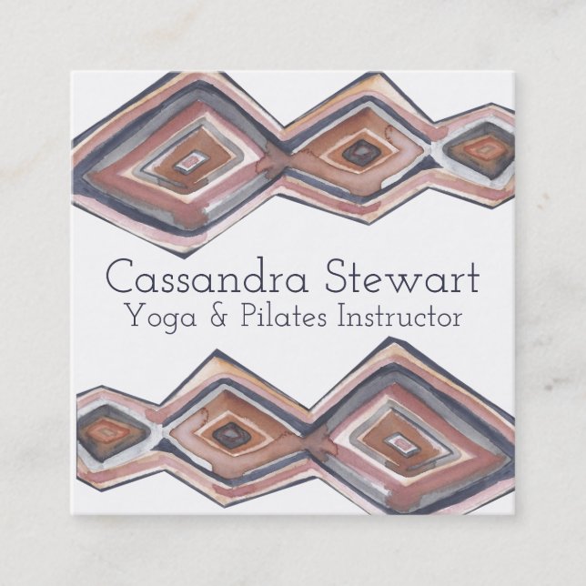 Carte De Visite Carré Aquarelle géométrique peinte à la main (Devant)