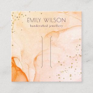 Carte De Visite Carré Aquarelle jaune orange texture Clip de cheveux