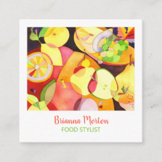 Carte De Visite Carré Aquarelle Juicy Fruits Food Styliste