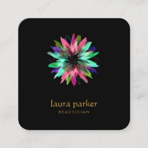 Carte De Visite Carré Aquarelle Lotus Fleur Guérison Yoga Holistique