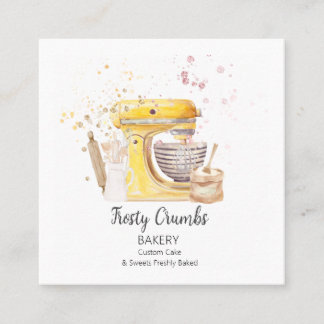 Carte De Visite Carré Aquarelle Mixer Boulangerie Pâtisserie Sucres Gâte