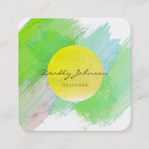 Carte De Visite Carré Aquarelle moderne Abstrait Élégant Cool vert 