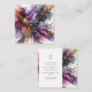 Carte De Visite Carré Aquarelle moderne Abstrait violet Carré Business
