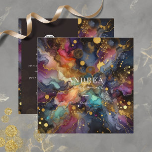 Carte De Visite Carré Aquarelle moderne Abstrait violet Carré Business