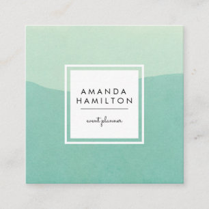 Carte De Visite Carré Aquarelle moderne classique clair et turquoise fon