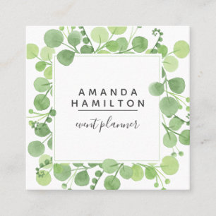 Carte De Visite Carré Aquarelle moderne prairie sauvage feuillage