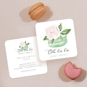 Carte De Visite Carré Aquarelle Monnaie Florale Macaron Boulangerie & su