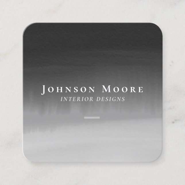 Carte De Visite Carré Aquarelle noire et blanche élégante abstraite (Devant)