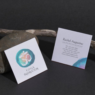 Carte De Visite Carré Aquarelle Om Symbole Yoga Méditation Instructeur