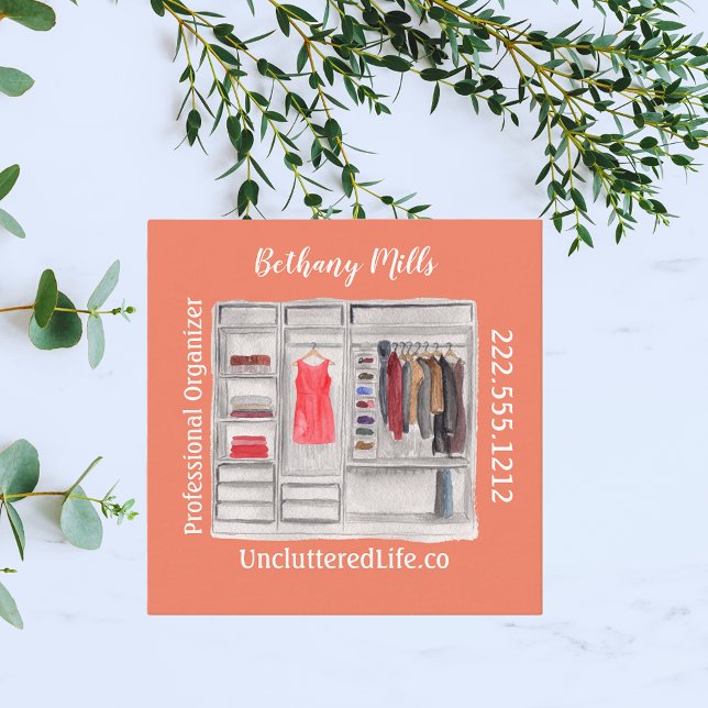 Carte De Visite Carré Aquarelle Organisateur Professionnel Moderne (Créateur téléchargé)