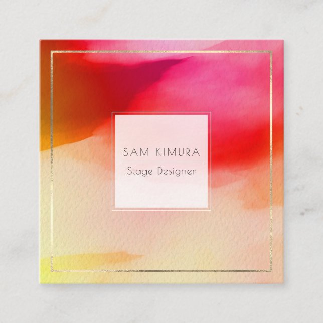 Carte De Visite Carré Aquarelle PixDezines Vagues modernes, lever du sol (Devant)